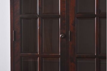 中古　美品　北海道民芸家具　HM165K　収納力抜群のシックな食器棚(カップボード、キャビネット)(定価57万円)(1)