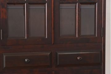 中古　美品　北海道民芸家具　HM165K　収納力抜群のシックな食器棚(カップボード、キャビネット)(定価57万円)(1)