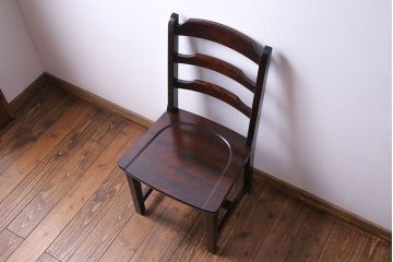 中古　北海道民芸家具　HM620　滑らかな質感が美しいラダーバックチェア(椅子、ダイニングチェア)(2)