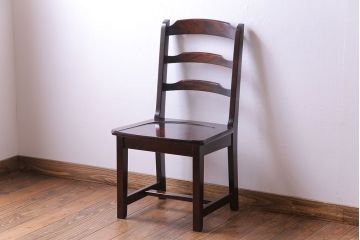 中古　北海道民芸家具　HM620　滑らかな質感が美しいラダーバックチェア(椅子、ダイニングチェア)(3)