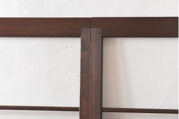 昭和レトロ　モールガラス入り!　横桟が印象的なガラス戸(建具・引き戸・ガラス引き戸)2枚セット