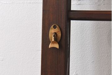 昭和レトロ　モールガラス入り!　横桟が印象的なガラス戸(建具・引き戸・ガラス引き戸)2枚セット