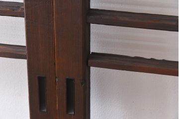 昭和レトロ　モールガラス入り!　横桟が印象的なガラス戸(建具・引き戸・ガラス引き戸)2枚セット