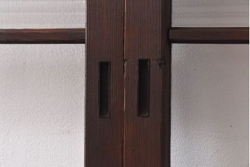 昭和レトロ　モールガラス入り!　横桟が印象的なガラス戸(建具・引き戸・ガラス引き戸)2枚セット