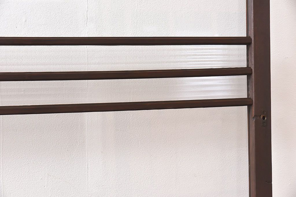 昭和レトロ　モールガラス入り!　横桟が印象的なガラス戸(建具・引き戸・ガラス引き戸)2枚セット