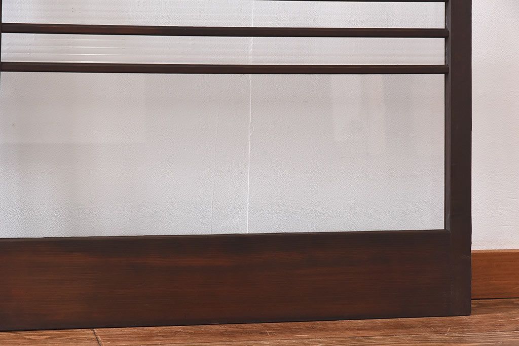 昭和レトロ　モールガラス入り!　横桟が印象的なガラス戸(建具・引き戸・ガラス引き戸)2枚セット