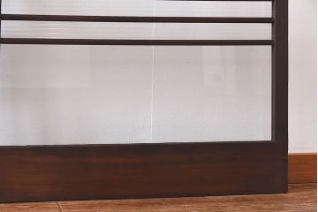 昭和レトロ　モールガラス入り!　横桟が印象的なガラス戸(建具・引き戸・ガラス引き戸)2枚セット