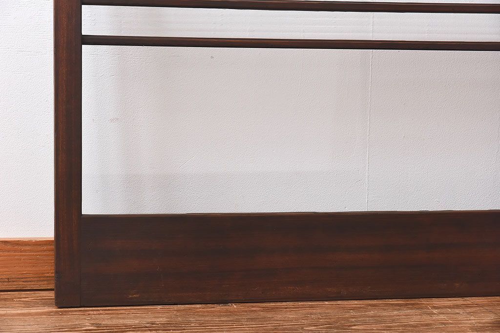 昭和レトロ　モールガラス入り!　横桟が印象的なガラス戸(建具・引き戸・ガラス引き戸)2枚セット