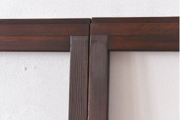 昭和レトロ　モールガラス入り!　横桟が印象的なガラス戸(建具・引き戸・ガラス引き戸)2枚セット