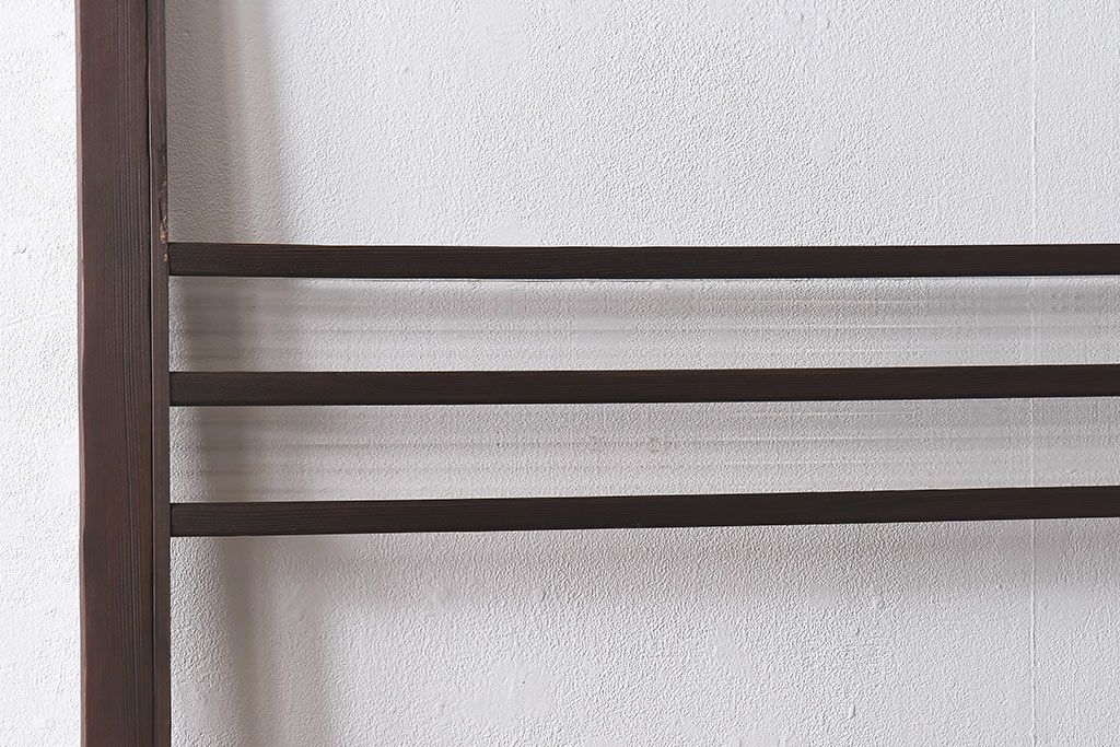 昭和レトロ　モールガラス入り!　横桟が印象的なガラス戸(建具・引き戸・ガラス引き戸)2枚セット