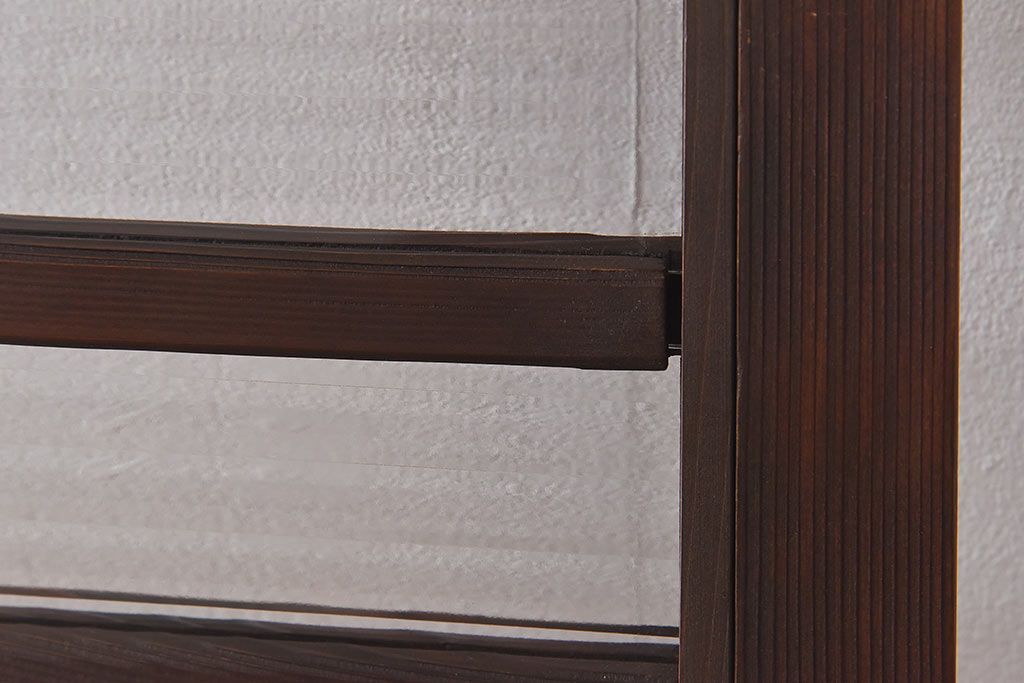 昭和レトロ　モールガラス入り!　横桟が印象的なガラス戸(建具・引き戸・ガラス引き戸)2枚セット