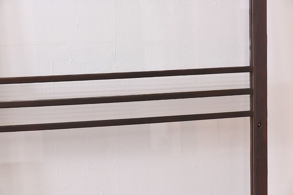 昭和レトロ　モールガラス入り!　横桟が印象的なガラス戸(建具・引き戸・ガラス引き戸)2枚セット