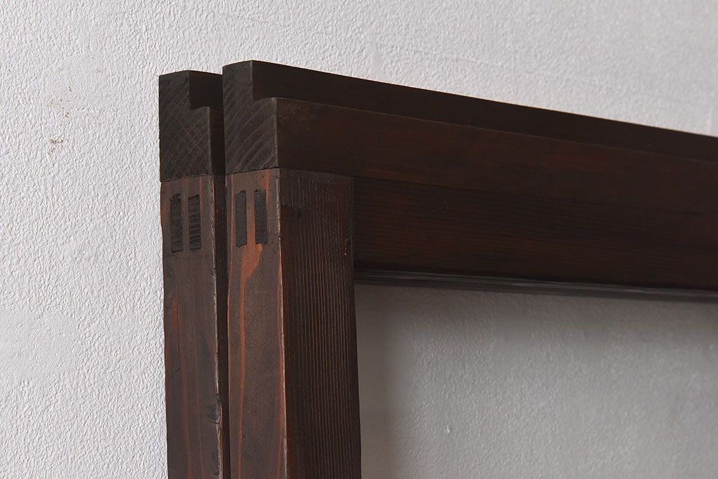 昭和レトロ　モールガラス入り!　横桟が印象的なガラス戸(建具・引き戸・ガラス引き戸)2枚セット