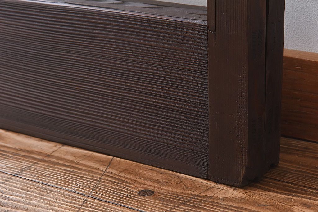 昭和レトロ　モールガラス入り!　横桟が印象的なガラス戸(建具・引き戸・ガラス引き戸)2枚セット