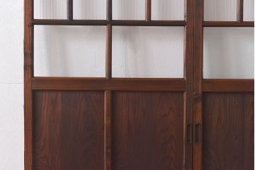 昭和レトロ　異なるガラスの表情を楽しめるシンプルなガラス戸(建具・引き戸・ガラス引き戸)2枚セット
