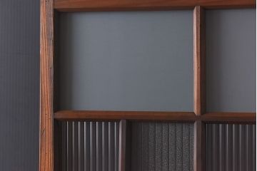 昭和レトロ　異なるガラスの表情を楽しめるシンプルなガラス戸(建具・引き戸・ガラス引き戸)2枚セット