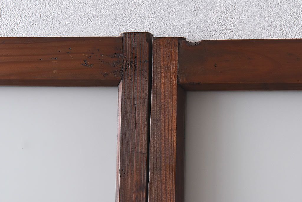 昭和レトロ　異なるガラスの表情を楽しめるシンプルなガラス戸(建具・引き戸・ガラス引き戸)2枚セット