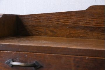 アンティーク家具　大正ロマン　象嵌入り　ナラ材のライティングビューロー(ワークデスク、在宅ワーク、在宅用、学習机)