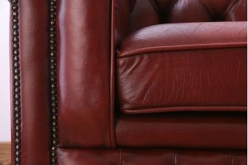 アンティーク家具　イギリス製　本革 1P ラグジュアリーなチェスターフィールドソファ