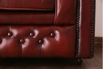 アンティーク家具　イギリス製　本革 1P ラグジュアリーなチェスターフィールドソファ