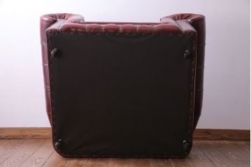 アンティーク家具　イギリス製　本革 1P ラグジュアリーなチェスターフィールドソファ