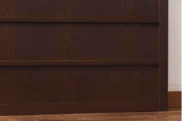 骨董・古民具　いぶされたような味わい深い木の色合いが魅力のガラス入り格子戸(ガラス戸、引き戸、建具)2枚セット