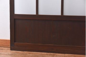 和製アンティーク　昭和レトロなガラス戸(建具、引き戸、格子戸)2枚セット