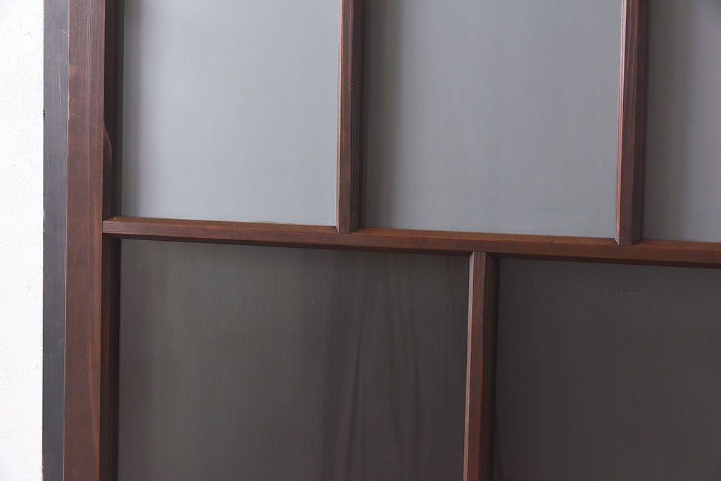 和製アンティーク　昭和レトロなガラス戸(建具、引き戸、格子戸)2枚セット