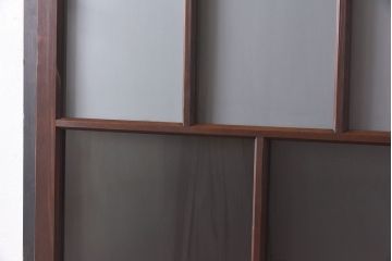 和製アンティーク　昭和レトロなガラス戸(建具、引き戸、格子戸)2枚セット