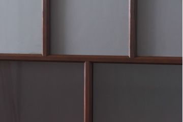 和製アンティーク　昭和レトロなガラス戸(建具、引き戸、格子戸)2枚セット