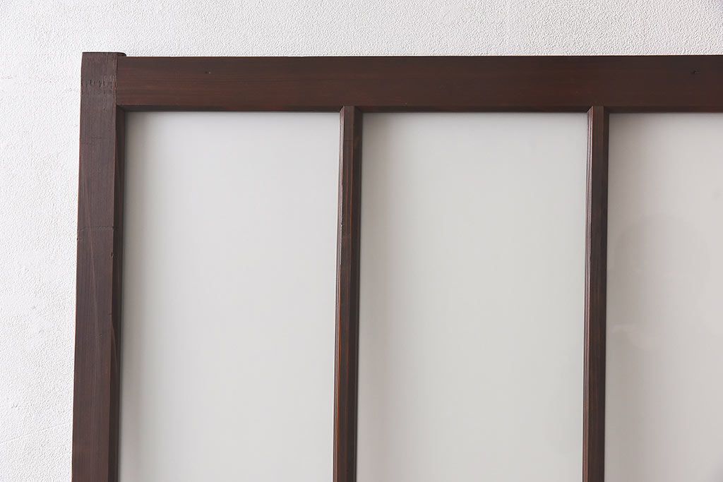 和製アンティーク　昭和レトロなガラス戸(建具、引き戸、格子戸)2枚セット