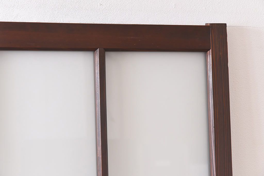 和製アンティーク　昭和レトロなガラス戸(建具、引き戸、格子戸)2枚セット