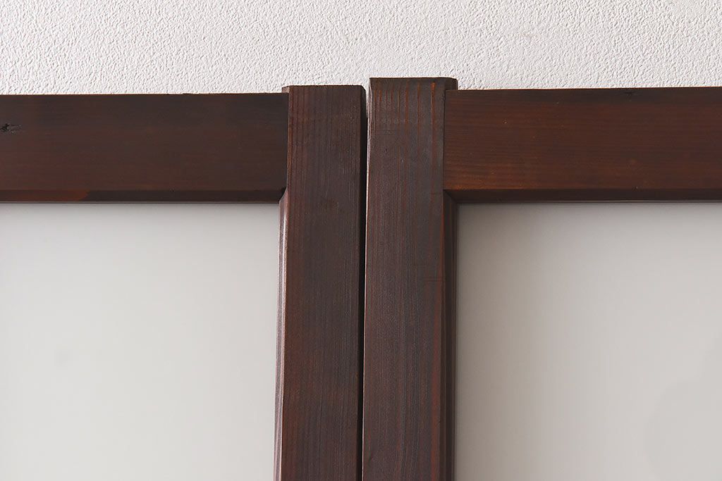 和製アンティーク　昭和レトロなガラス戸(建具、引き戸、格子戸)2枚セット