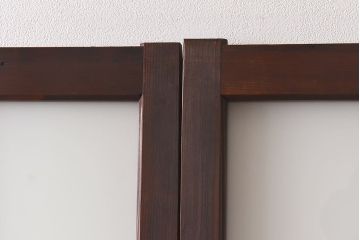 和製アンティーク　昭和レトロなガラス戸(建具、引き戸、格子戸)2枚セット