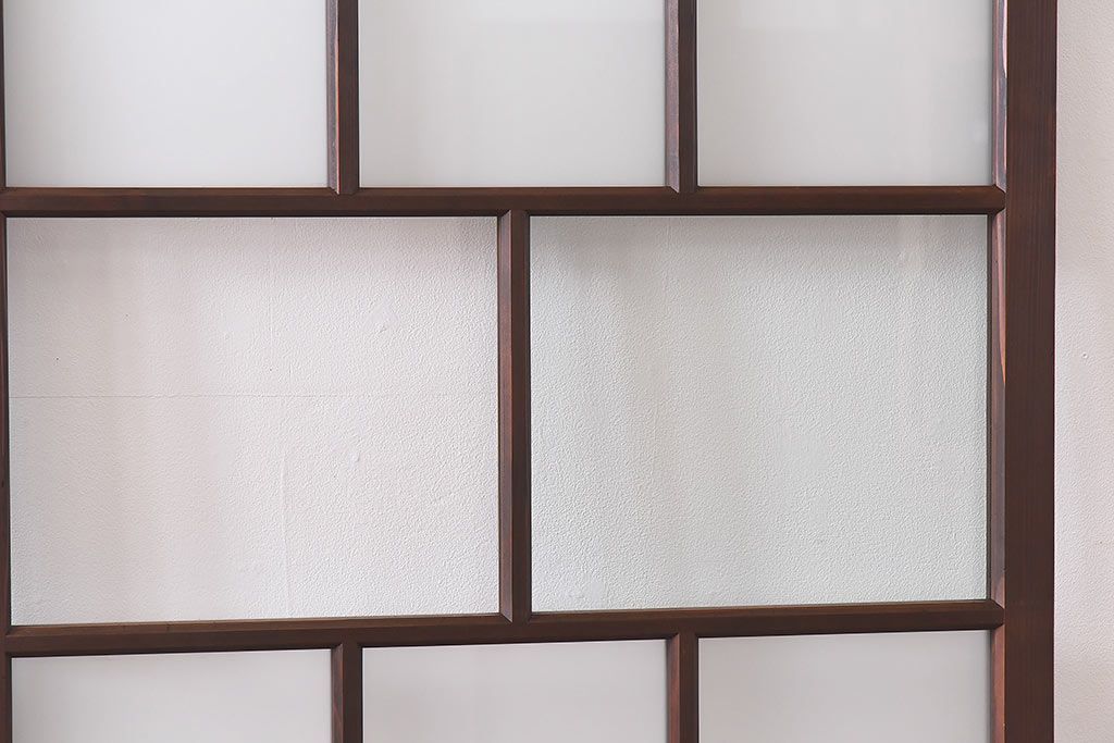 和製アンティーク　昭和レトロなガラス戸(建具、引き戸、格子戸)2枚セット