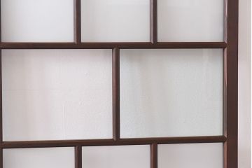 和製アンティーク　昭和レトロなガラス戸(建具、引き戸、格子戸)2枚セット