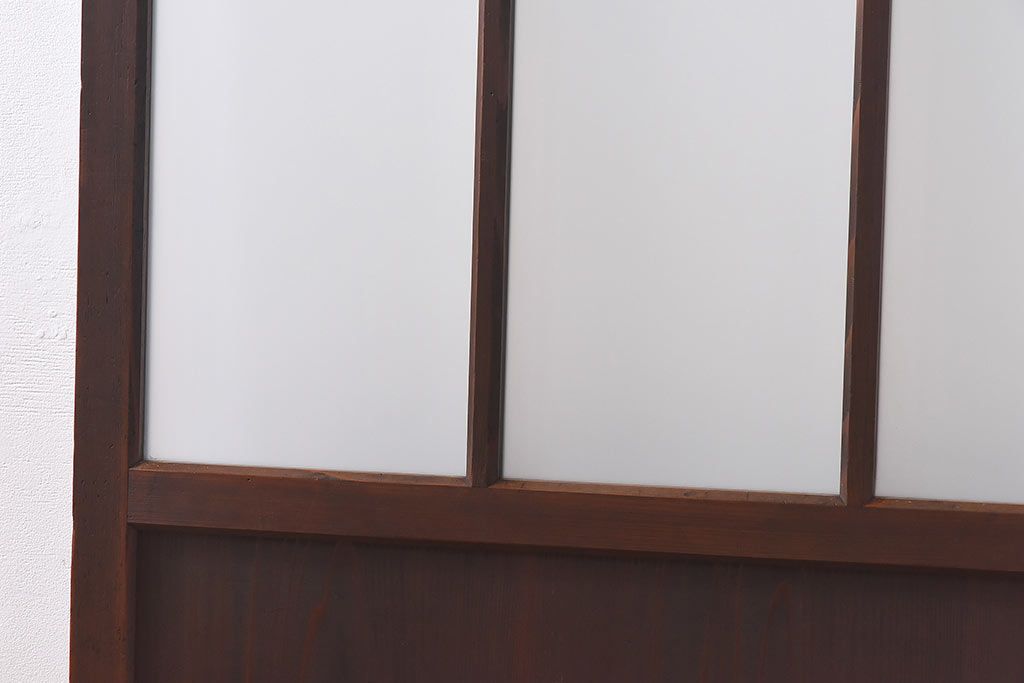 和製アンティーク　昭和レトロなガラス戸(建具、引き戸、格子戸)2枚セット