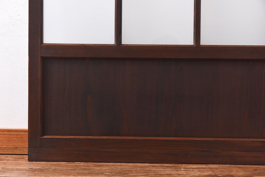 和製アンティーク　昭和レトロなガラス戸(建具、引き戸、格子戸)2枚セット