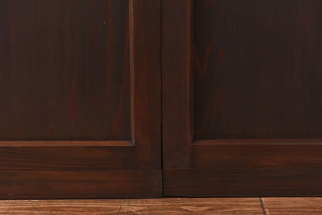 和製アンティーク　昭和レトロなガラス戸(建具、引き戸、格子戸)2枚セット