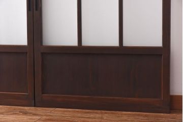 和製アンティーク　昭和レトロなガラス戸(建具、引き戸、格子戸)2枚セット