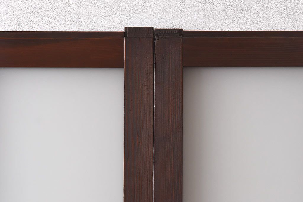 和製アンティーク　昭和レトロなガラス戸(建具、引き戸、格子戸)2枚セット