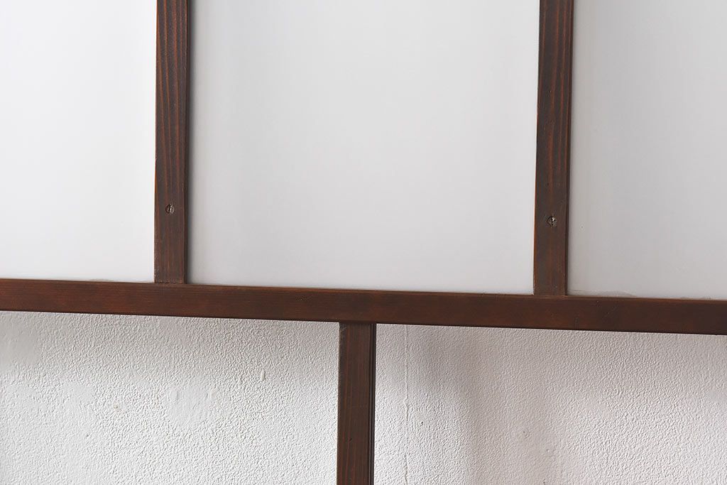 和製アンティーク　昭和レトロなガラス戸(建具、引き戸、格子戸)2枚セット