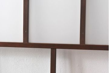 和製アンティーク　昭和レトロなガラス戸(建具、引き戸、格子戸)2枚セット