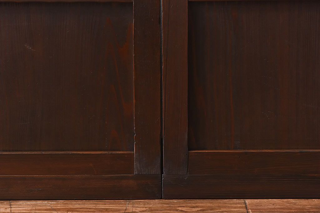 和製アンティーク　昭和レトロなガラス戸(建具、引き戸、格子戸)2枚セット