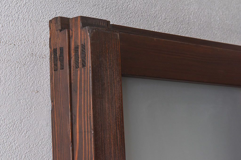 和製アンティーク　昭和レトロなガラス戸(建具、引き戸、格子戸)2枚セット