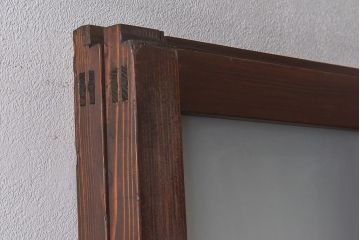 和製アンティーク　昭和レトロなガラス戸(建具、引き戸、格子戸)2枚セット