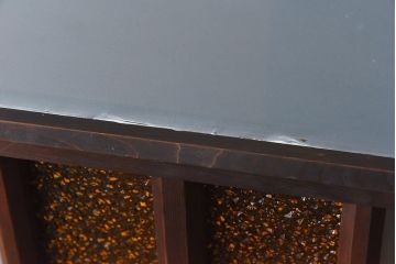 大正ロマン　当時物色ガラスとモダンなデザインの格子が魅力的なガラス戸(ガラス引き戸、引き戸、建具)