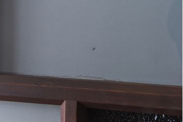 大正ロマン　当時物色ガラスとモダンなデザインの格子が魅力的なガラス戸(ガラス引き戸、引き戸、建具)