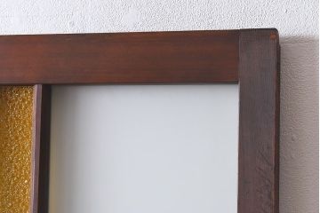 大正ロマン　当時物色ガラスとモダンなデザインの格子が魅力的なガラス戸(ガラス引き戸、引き戸、建具)