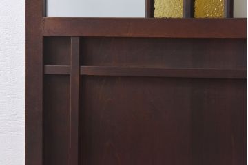 大正ロマン　当時物色ガラスとモダンなデザインの格子が魅力的なガラス戸(ガラス引き戸、引き戸、建具)